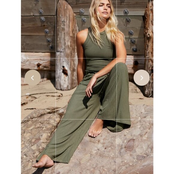 Free People Movement Blissed Out Wide Leg Pants Green Size XS Relaxed Fit NWOT - Picture 13 of 13